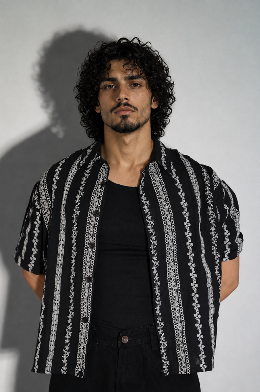 NINN-Naqsh-Shirt - Black with Silver Pattern - Product photo 5