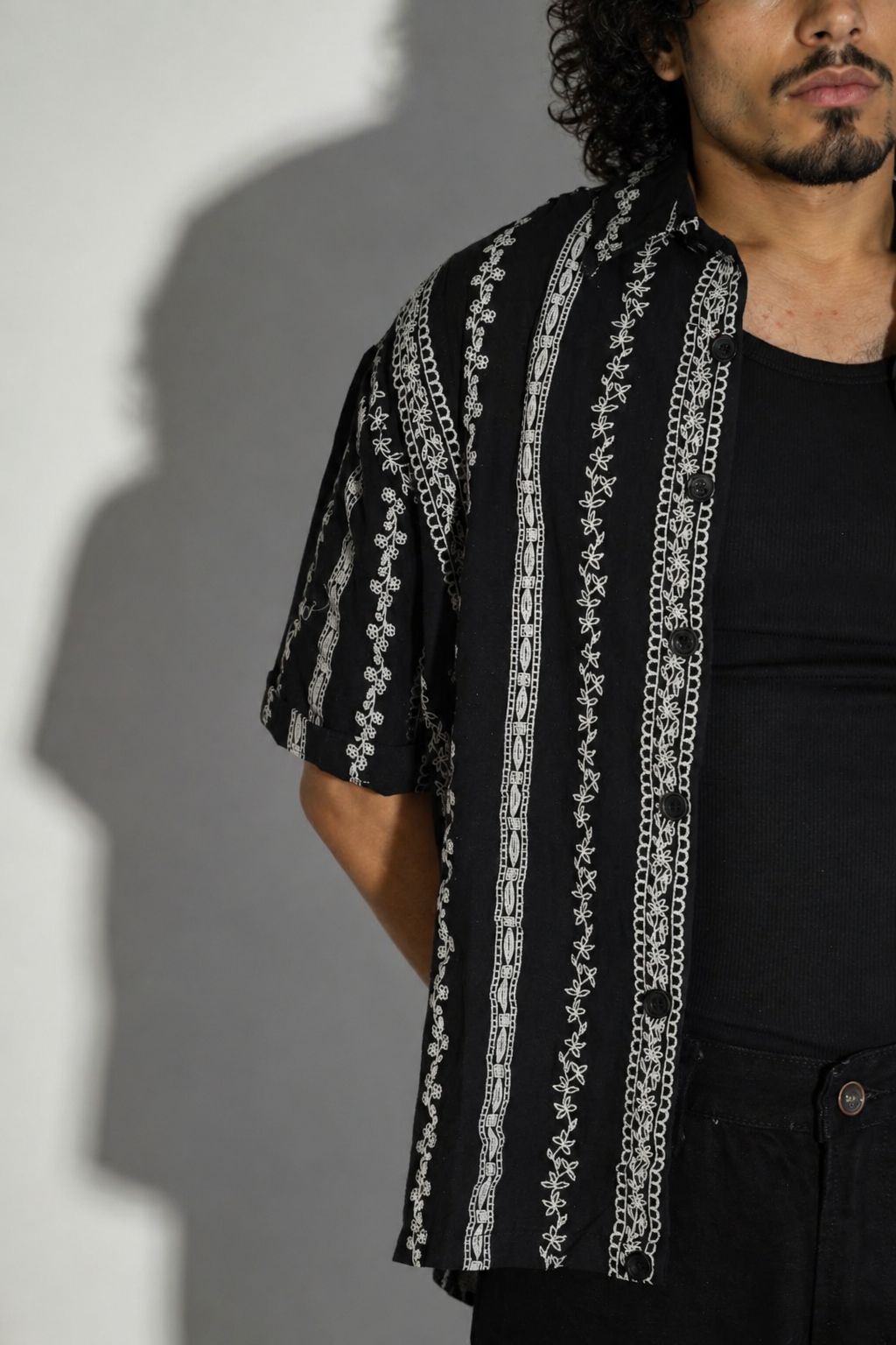 NINN-Naqsh-Shirt - Black with Silver Pattern - Product photo 8