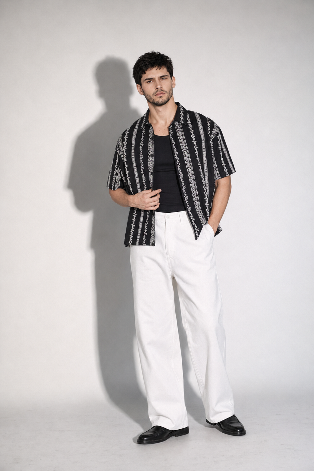 NINN-Naqsh-Shirt - Black with Silver Pattern - Product photo 9