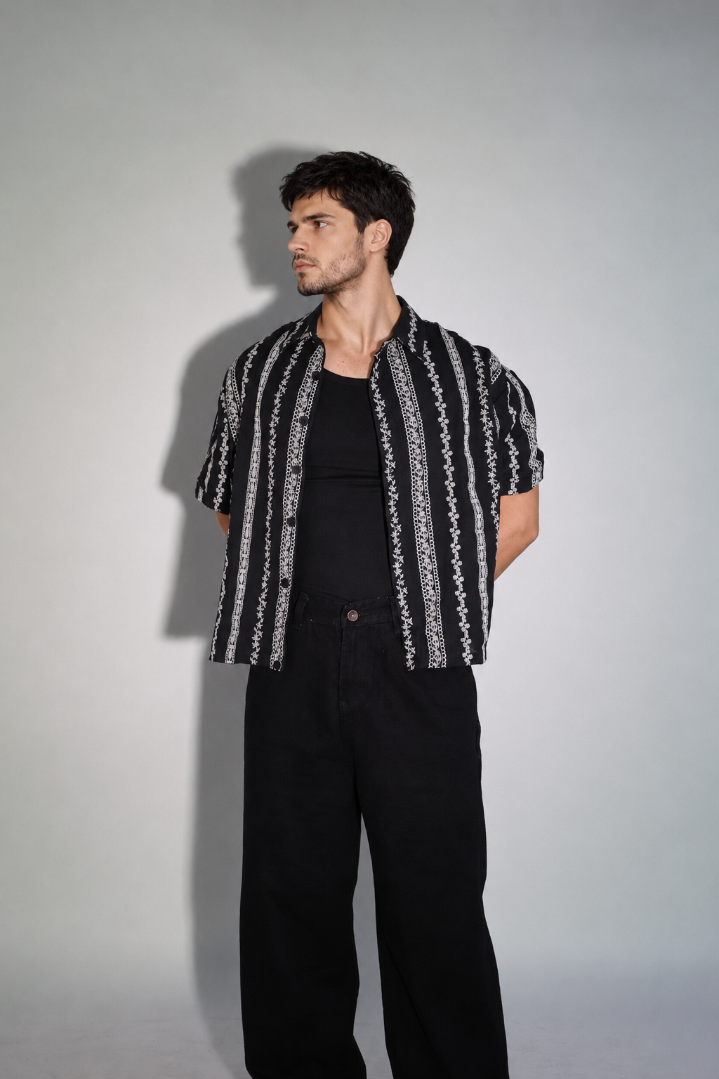 NINN-Naqsh-Shirt - Black with Silver Pattern - Product photo 10