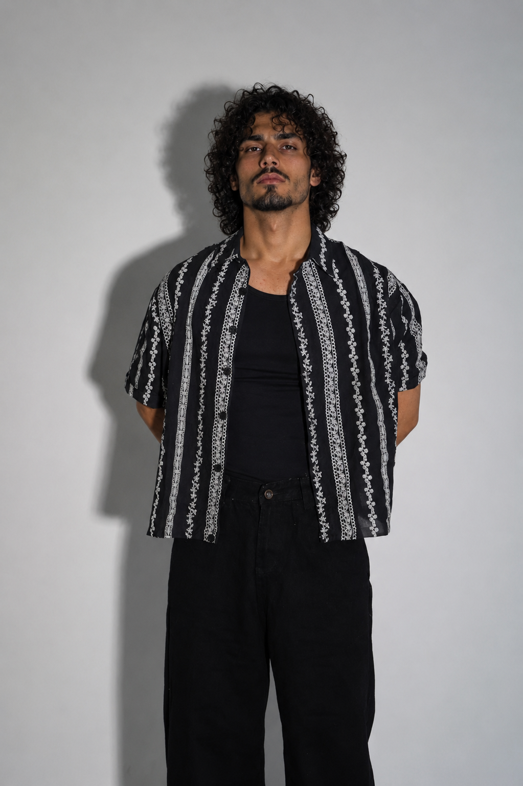NINN-Naqsh-Shirt - Black with Silver Pattern - Product photo 11