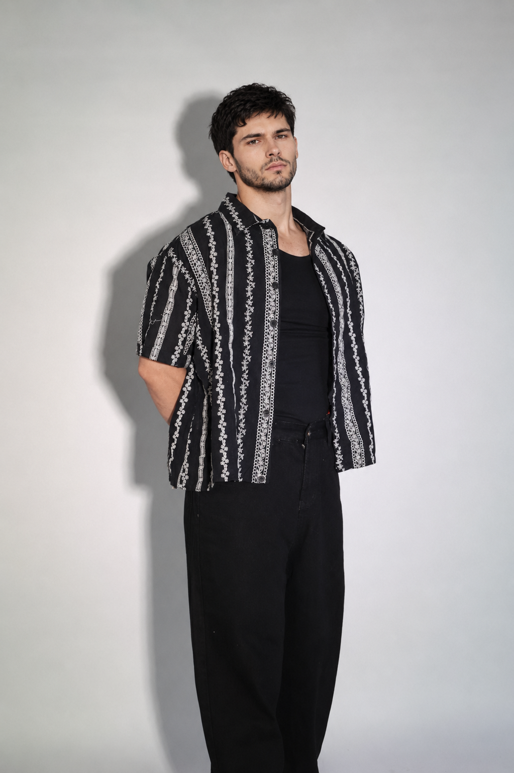 NINN-Naqsh-Shirt - Black with Silver Pattern - Product photo 12
