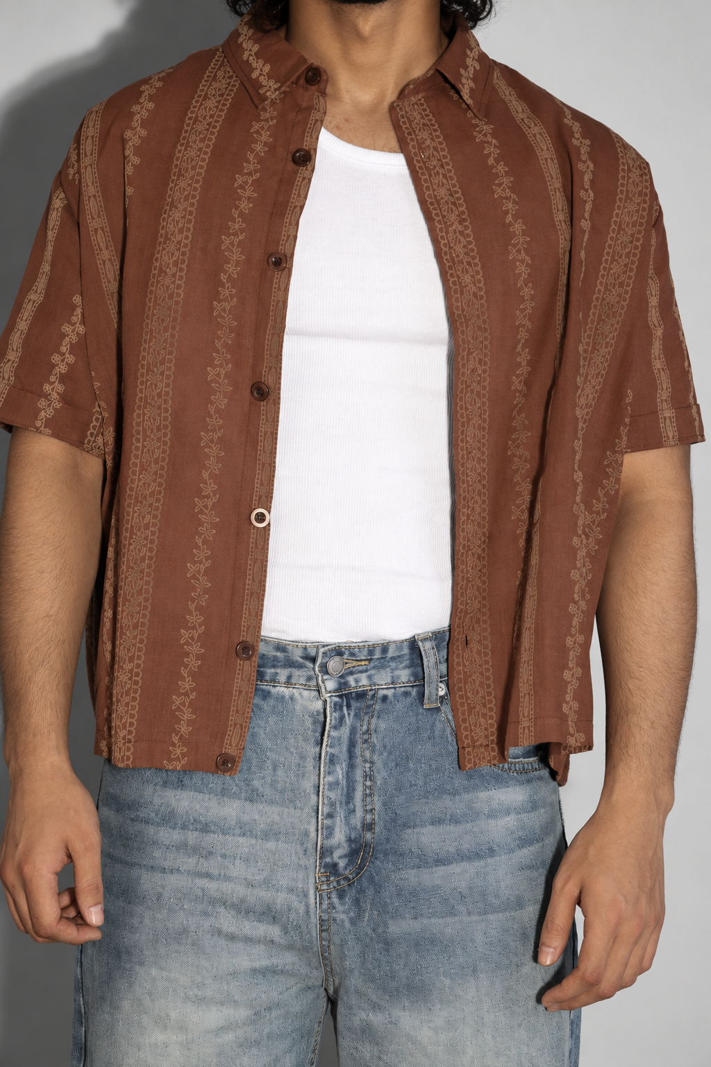 NINN-Naqsh-Shirt - Brown with Beige Pattern - Product photo 9