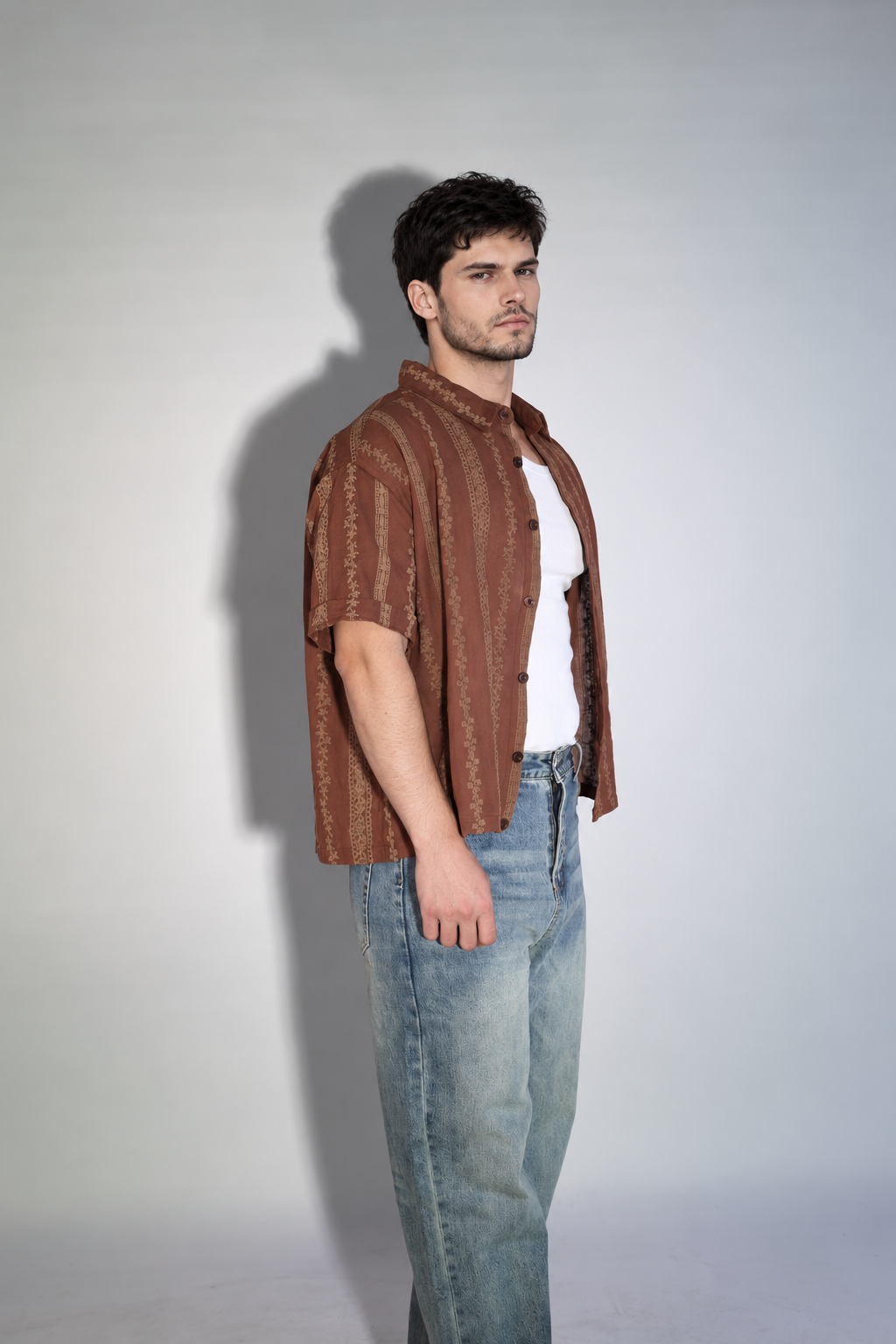 NINN-Naqsh-Shirt - Brown with Beige Pattern - Product photo 16