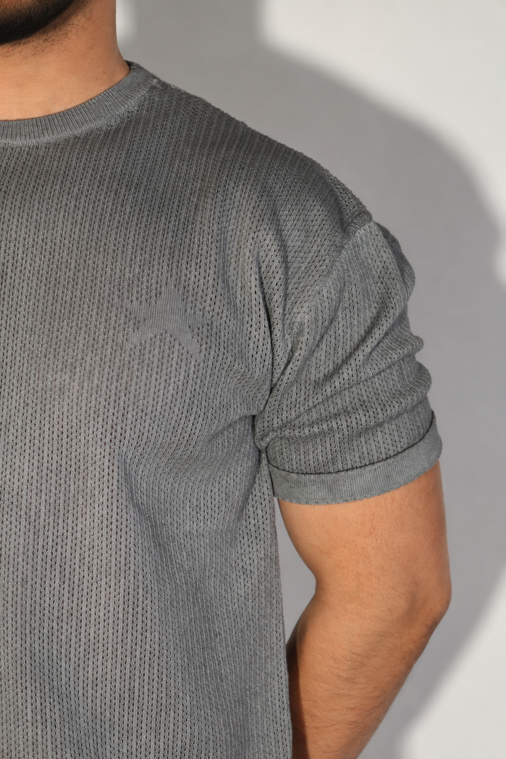 Origin Textured Knit Tee - Grey - Image 4