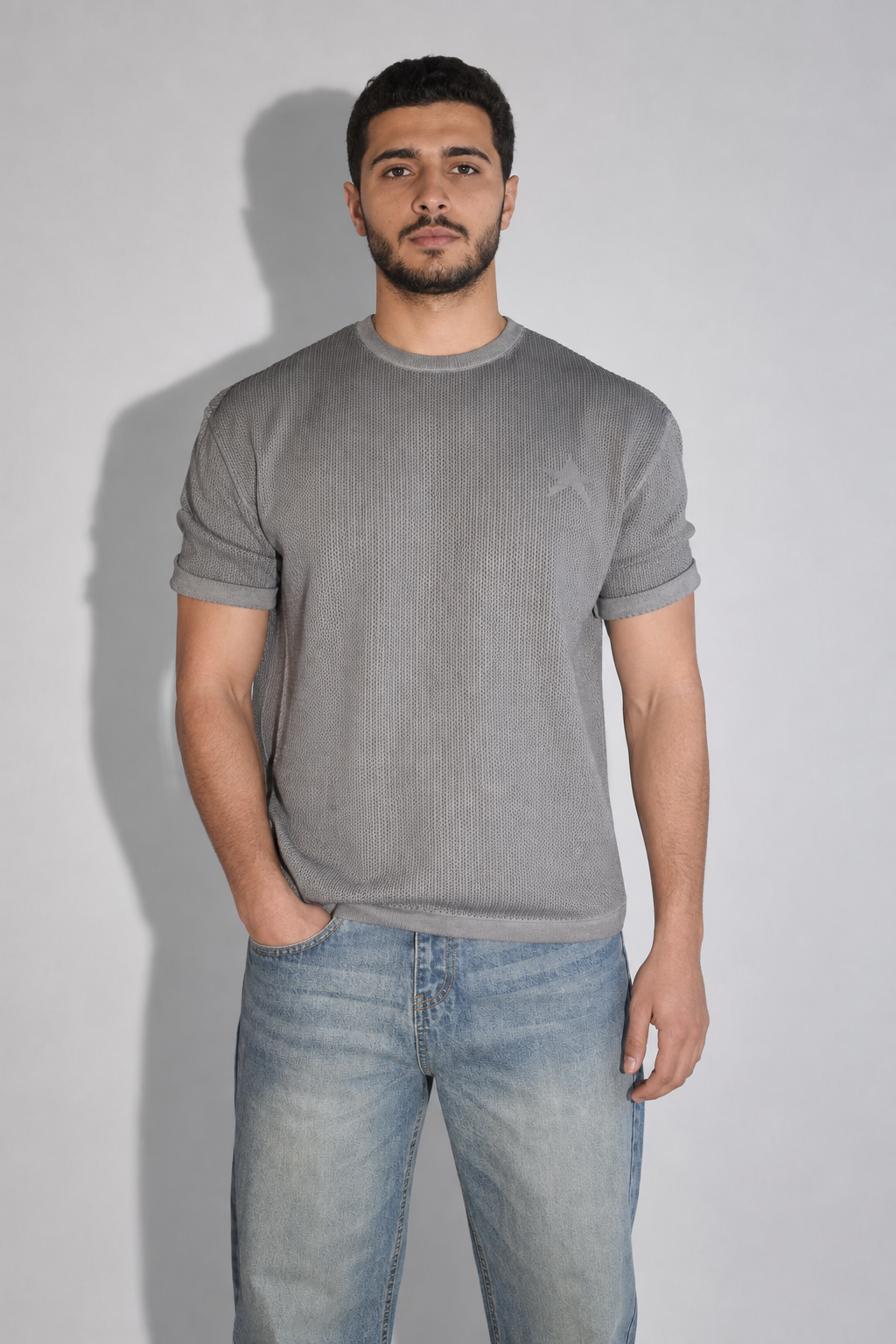 Origin Textured Knit Tee - Grey - Image 7
