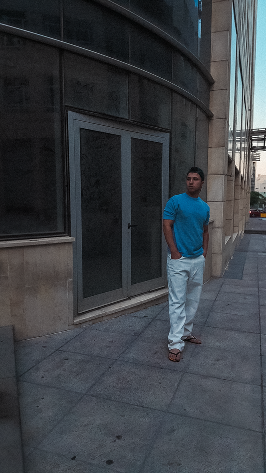 Origin Textured Knit Tee - Sky Blue - Image 1