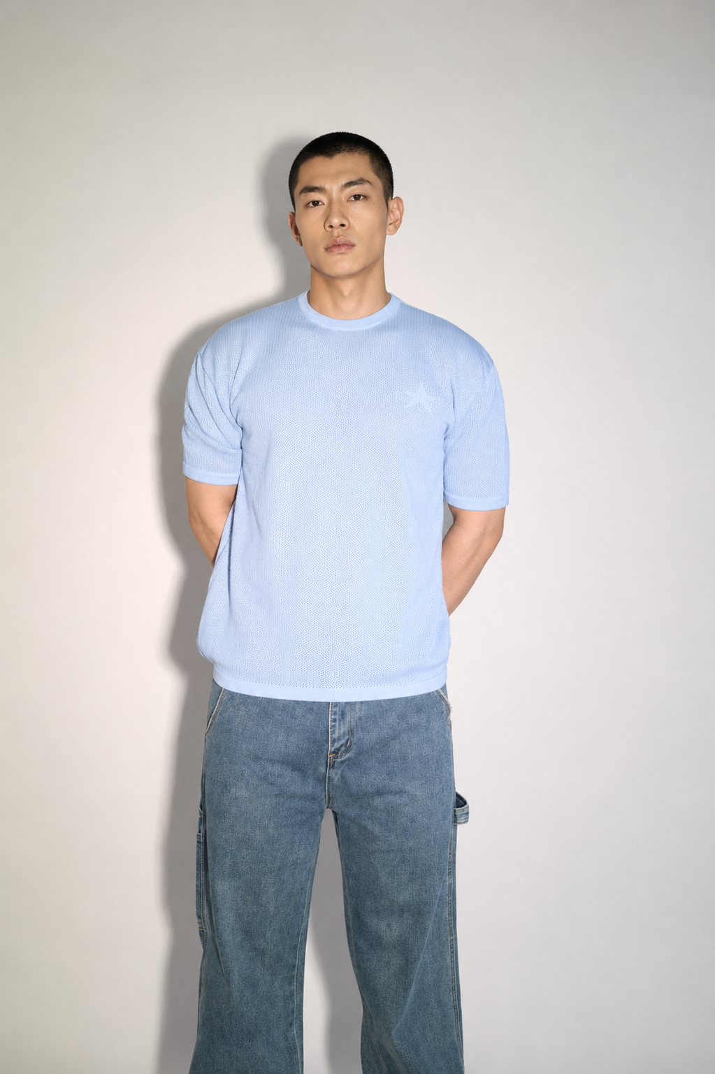 Origin Textured Knit Tee - Sky Blue - Image 9