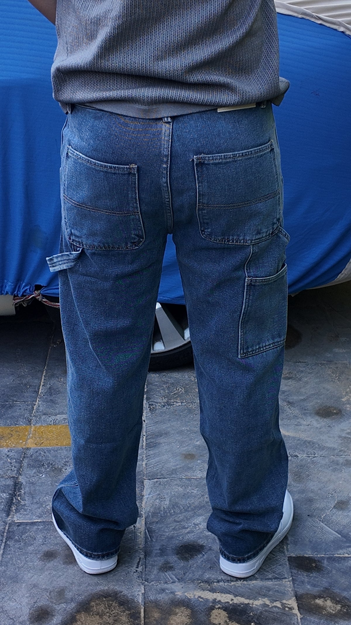 Utility Relaxed Jeans - Medium Blue - Image 2